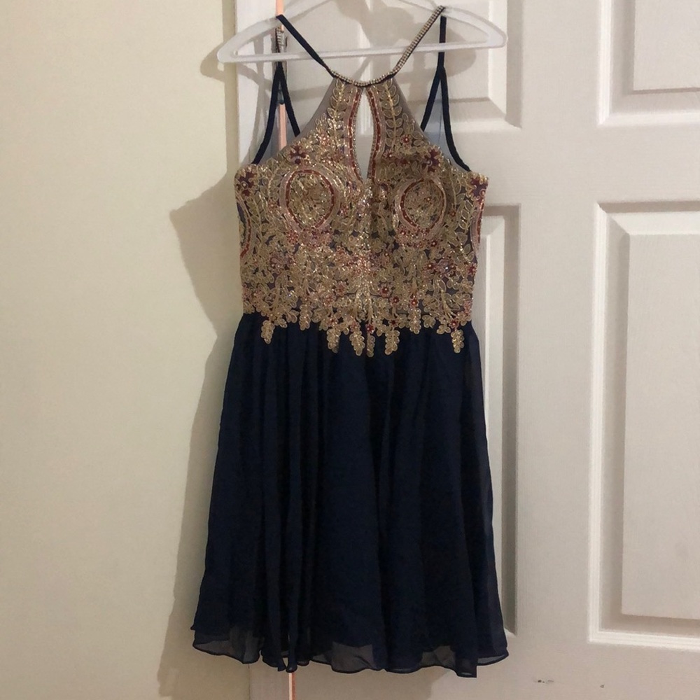 Perfect for prom, is size Small, the color is Navy blue